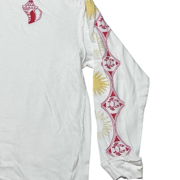 Free People We the Free Sea Friends Shirt Medium Long Sleeve Embroidered Tee - Picture 4 of 7